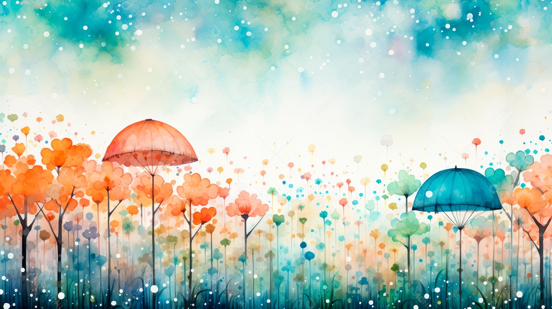 IA generativa da estação chuvosa em aquarela.