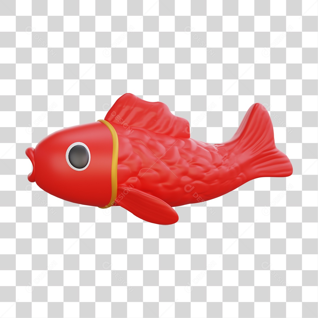Elemento 3D Peixe da Cultura Chinesa PNG Transparente