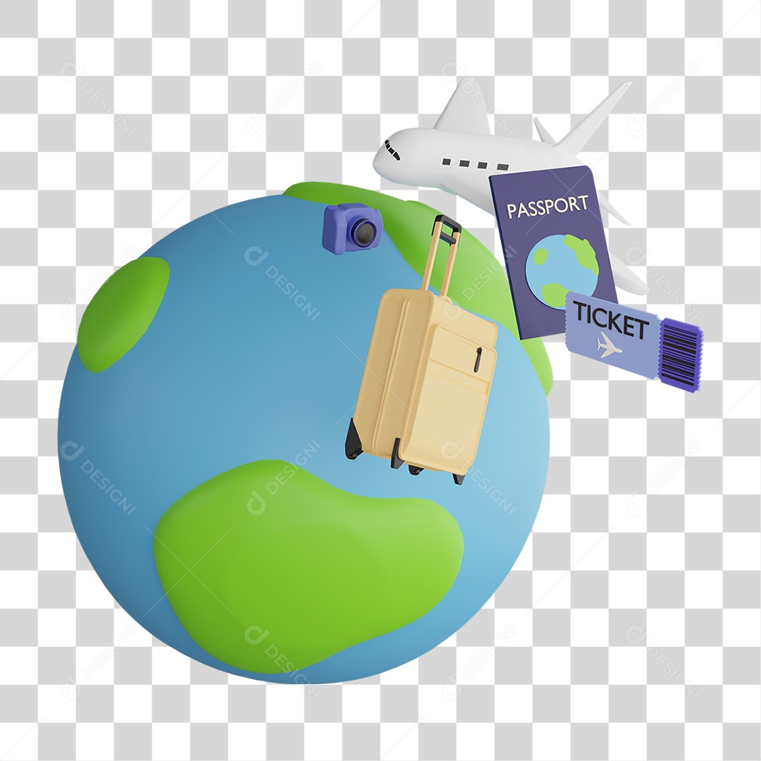 Avião Circulando Planeta Terra PNG Transparente