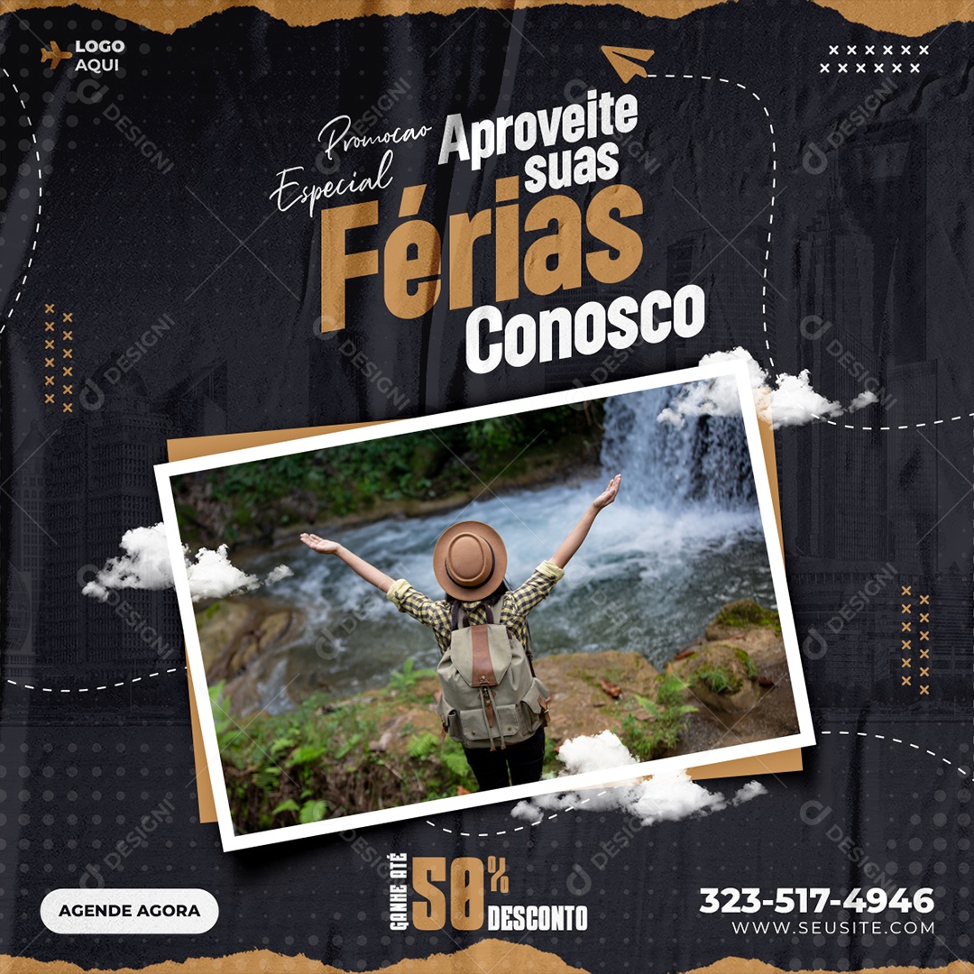 Promoção Especial Aproveite Suas Férias Social Media PSD Editável