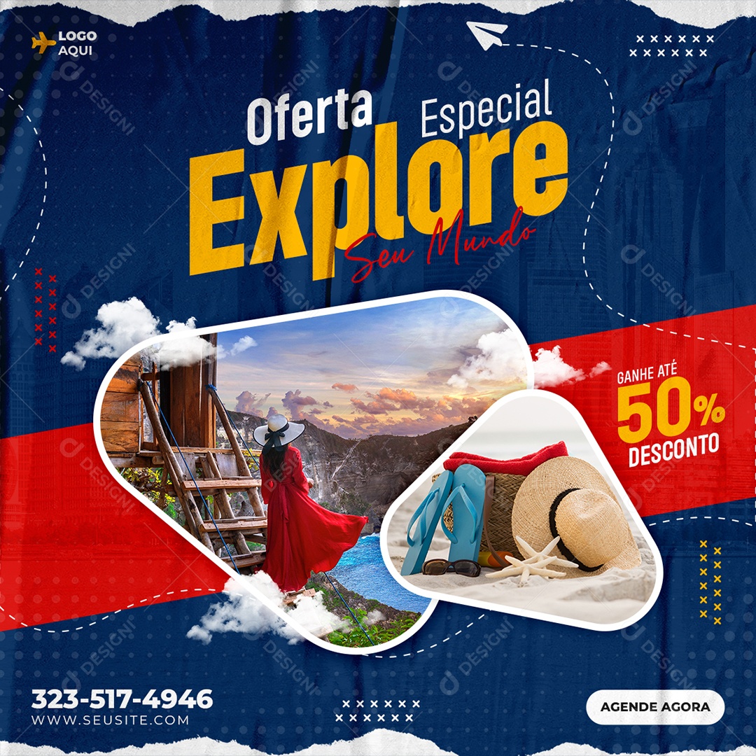 Social Media Oferta Explore Seu Mundo PSD Editável