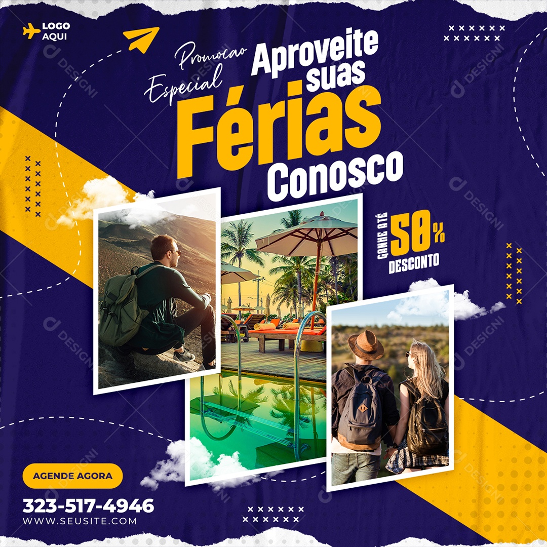 Promoção Especial Aproveite Suas Férias Conosco Social Media PSD Editável