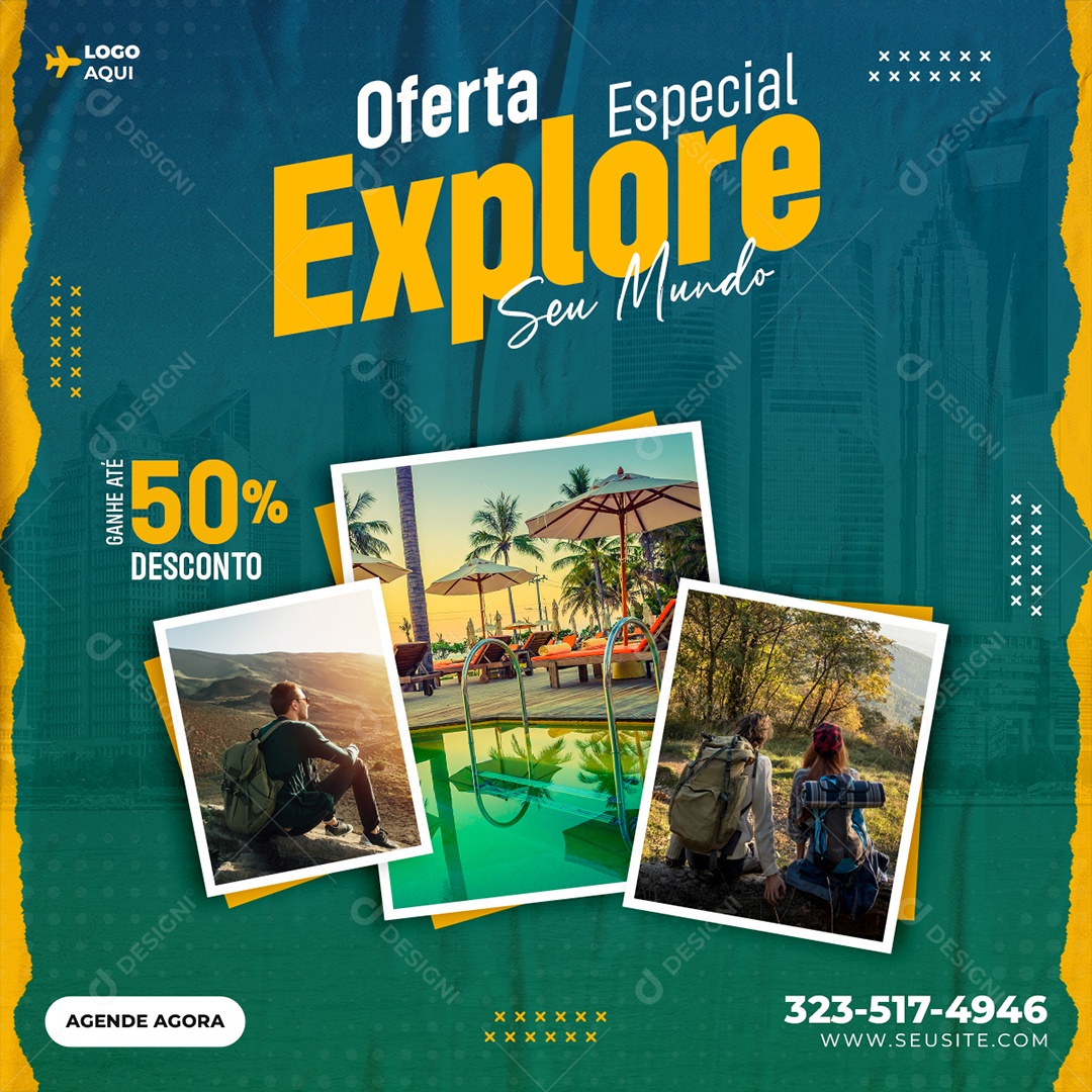 Explore Seu Mundo Oferta Especial Social Media PSD Editável