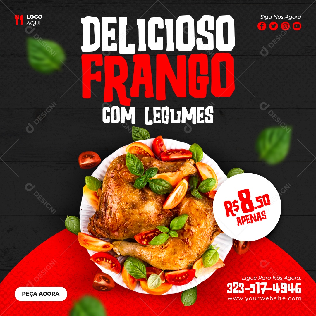 Social Media Delicioso Frango Com Legumes PSD Editável