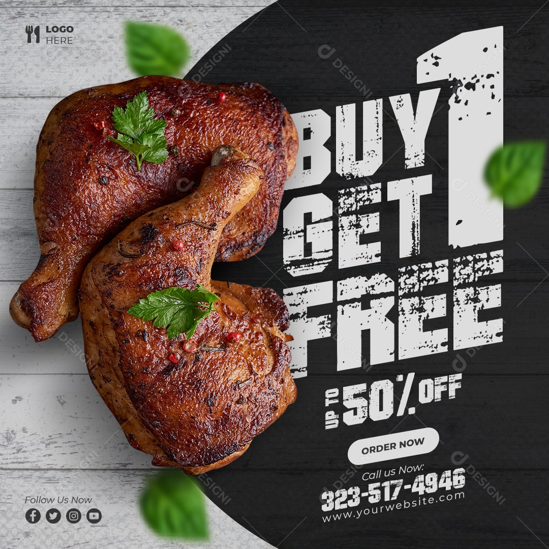 Social Media Buy get Free Frango PSD Editável