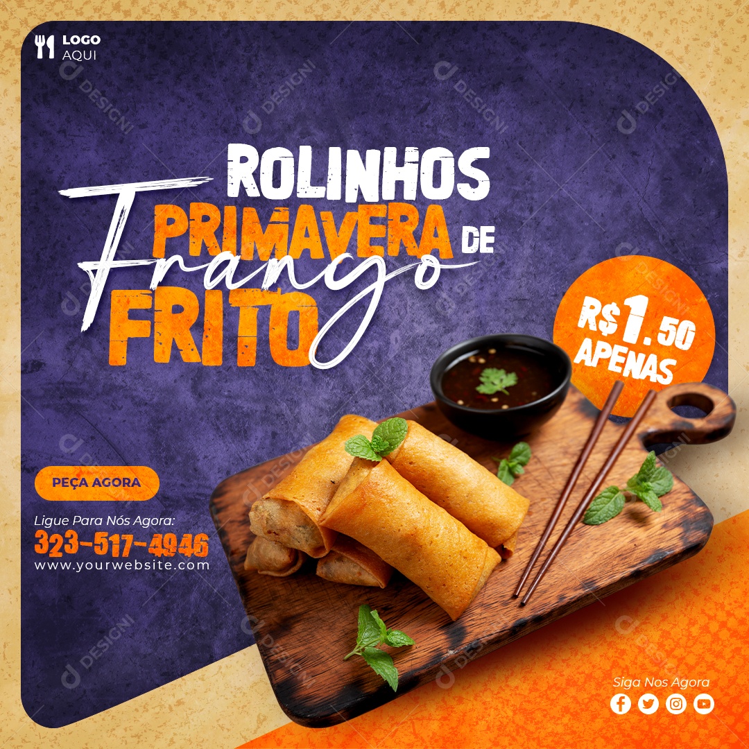 Rolinhos Primavera De Frango Frito Social Media PSD Editável