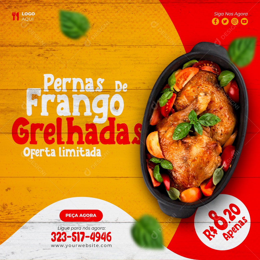 Social Media Pernas De Frango Grelhadas Oferta PSD Editável
