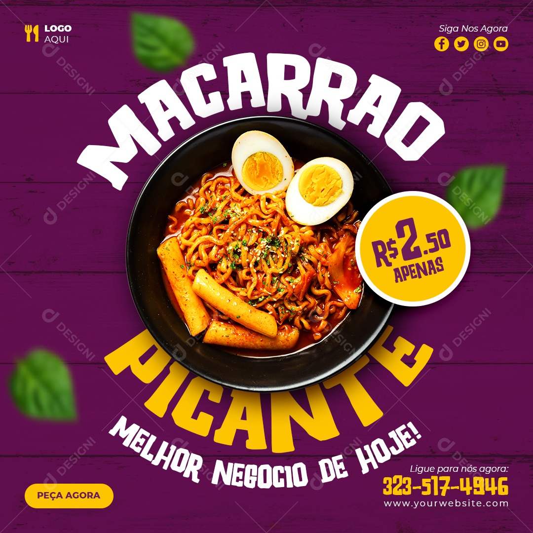 Macarrão Picante Melhor Negócio de Hoje Social Media PSD Editável