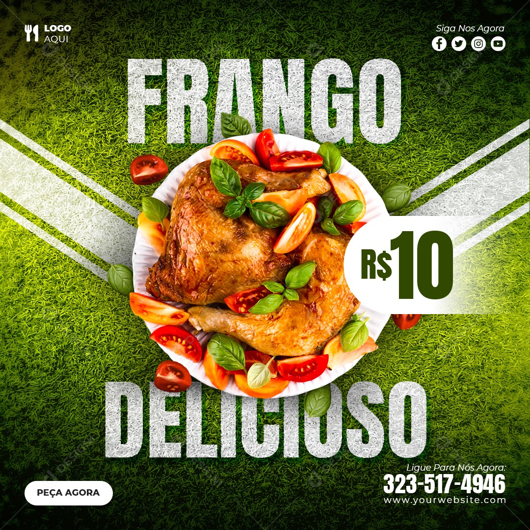 Frango Delicioso Restaurante Social Media PSD Editável