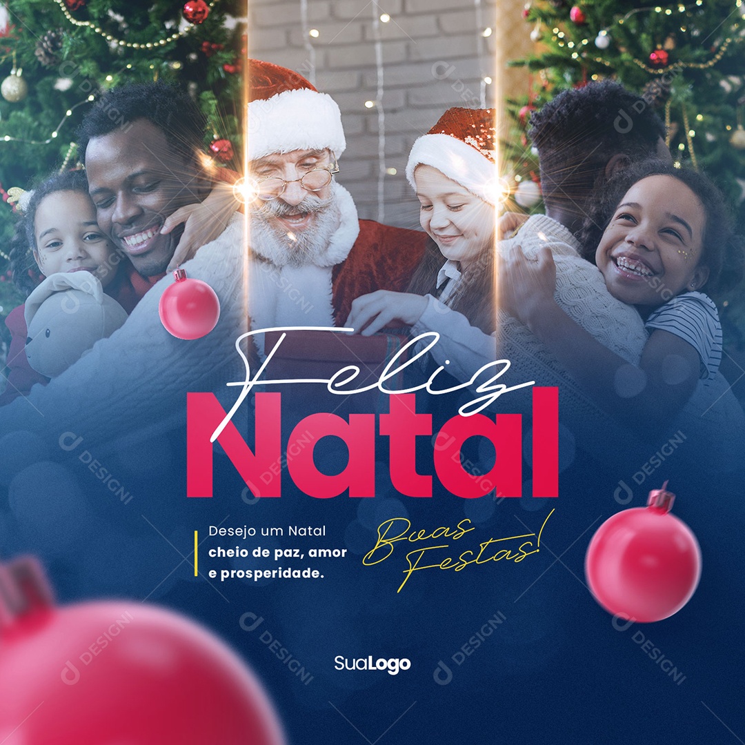 Feliz Natal Boas Festas Desejo Cheio de Paz Amor e Prosperidade Social Media PSD Editável
