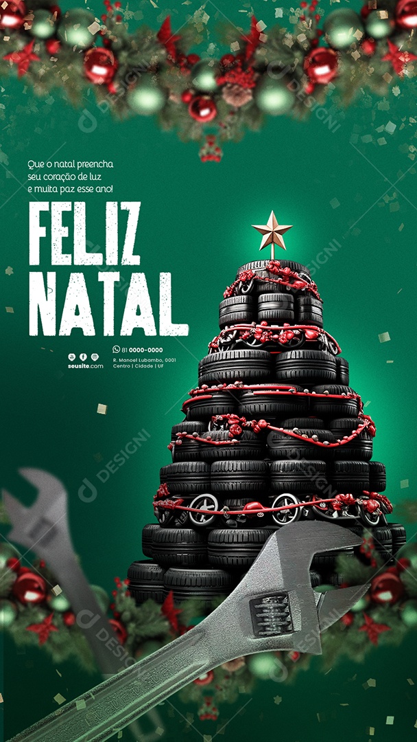 Social Media Story Feliz Natal Coração De Luz PSD Editável