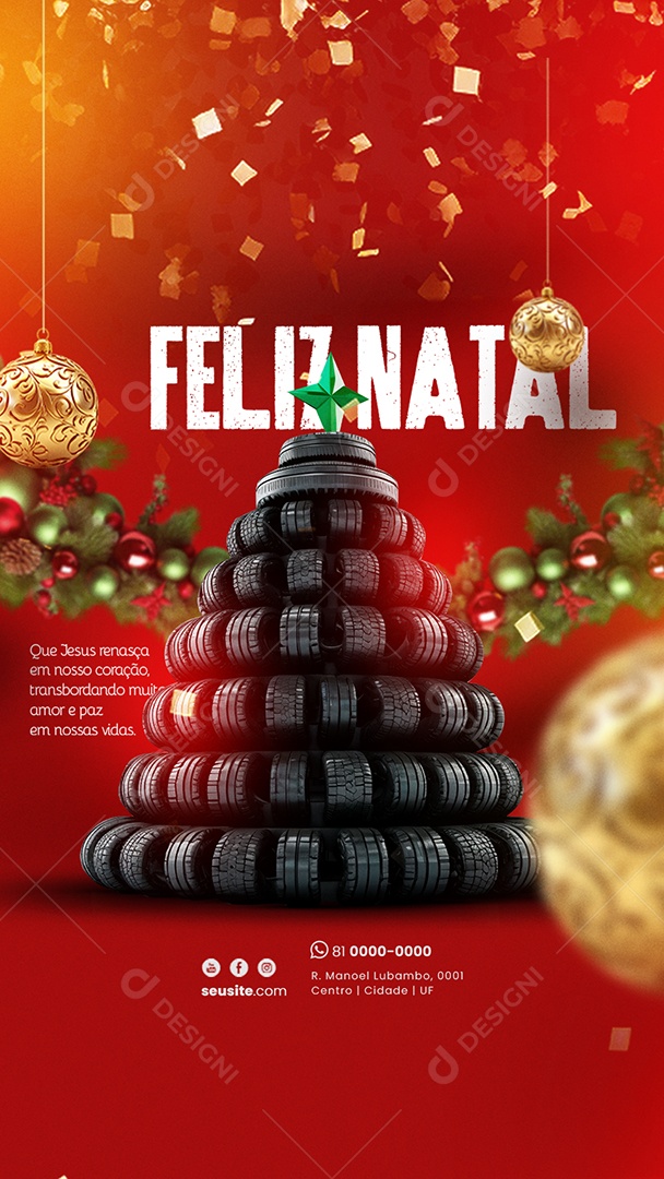Social Media Story Feliz Natal Muito Amor e Paz Borracharia PSD Editável