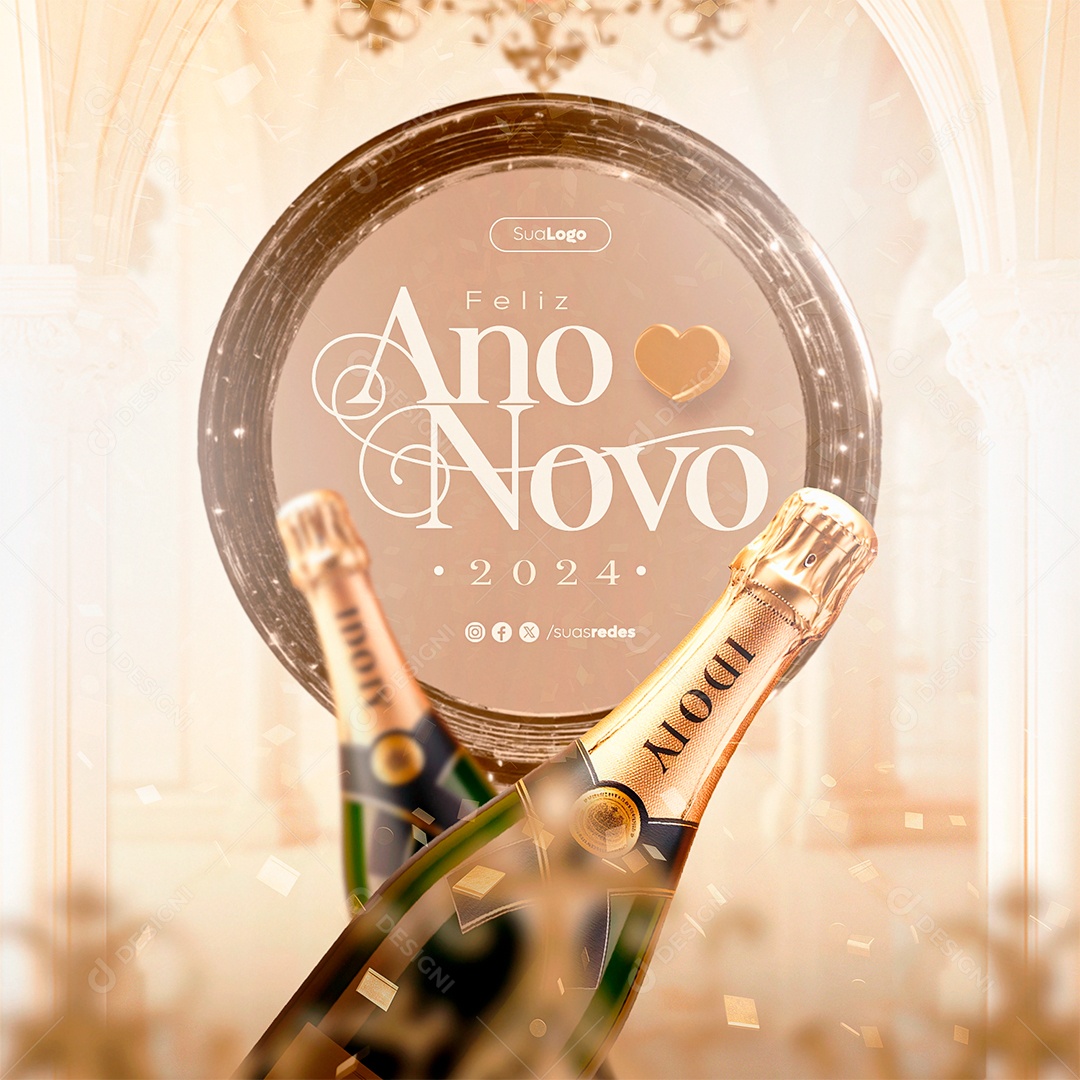 Feliz Ano Novo 2024 Social Media PSD Editável