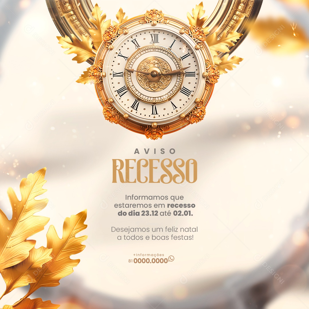 Social Media Fees Aviso Recesso Um Feliz Natal PSD Editável