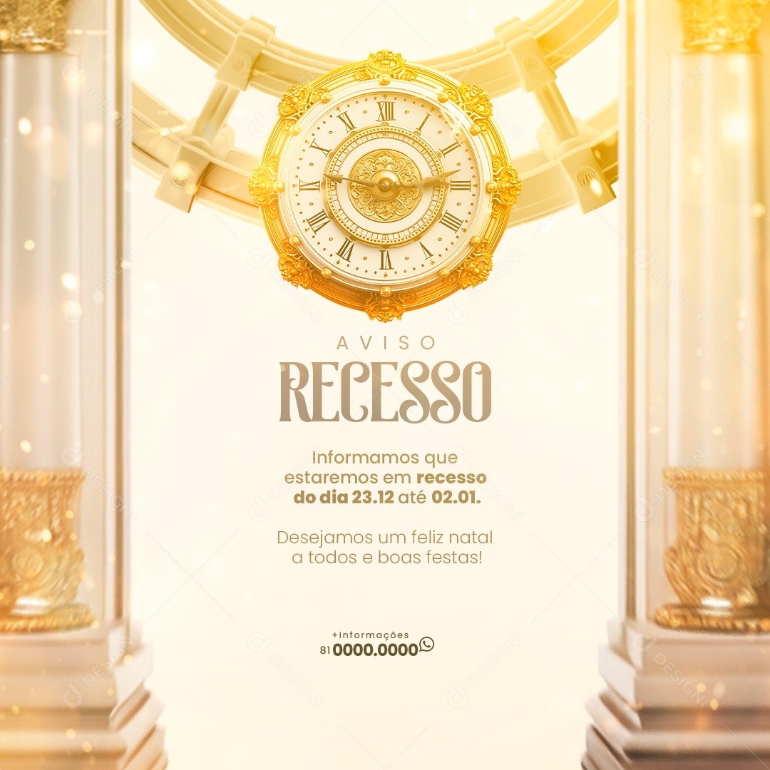 Social Media Feed Aviso Recesso PSD Editável