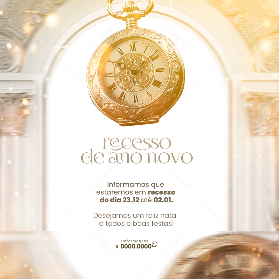 Feed Estaremos em Recesso De Ano Novo Social Media PSD Editável