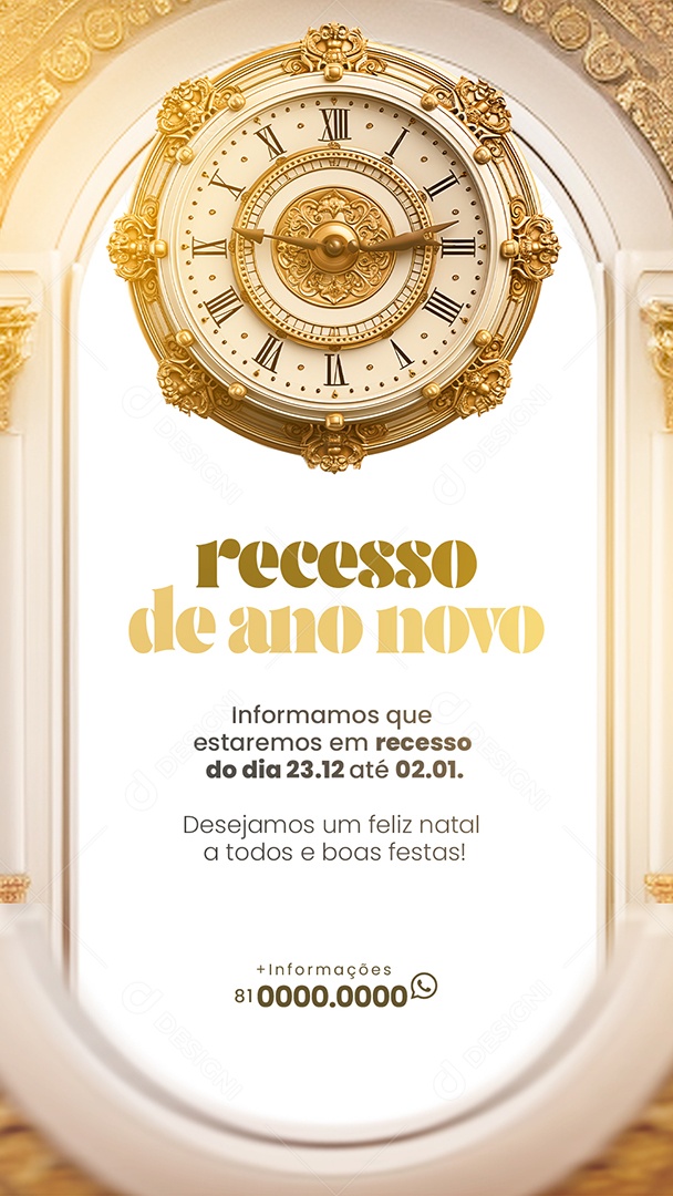 Story Estaremos Em Recesso De Ano Novo Social Media PSD Editável