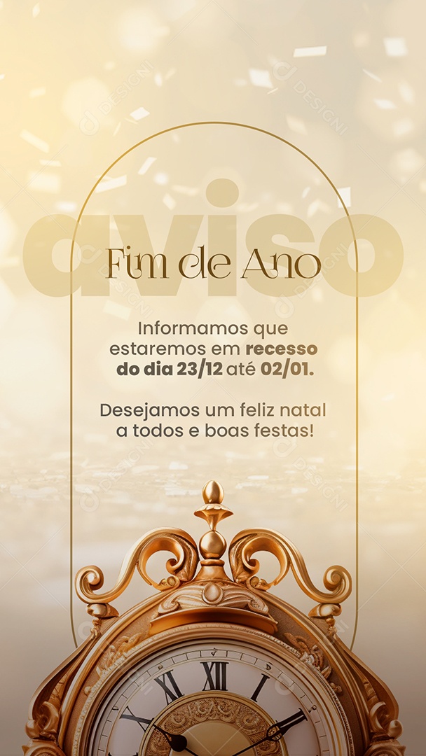 Social Media Story Fim De Ano Informamos Recesso PSD Editável