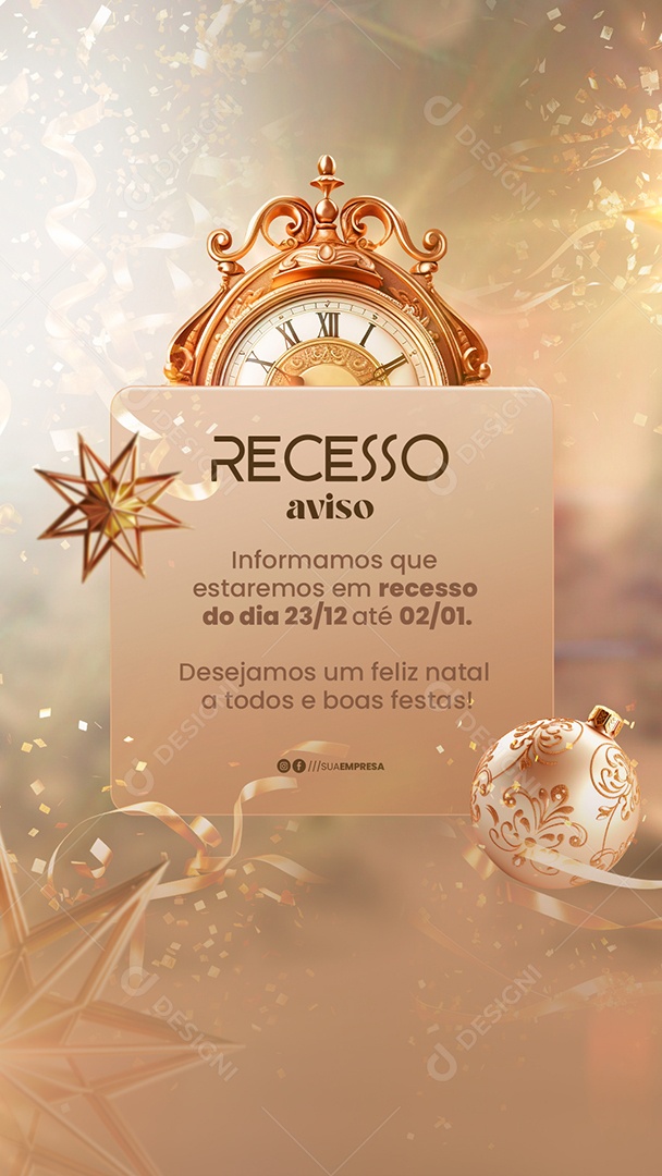 Social Media Story Recesso Aviso Ano Novo PSD Editável