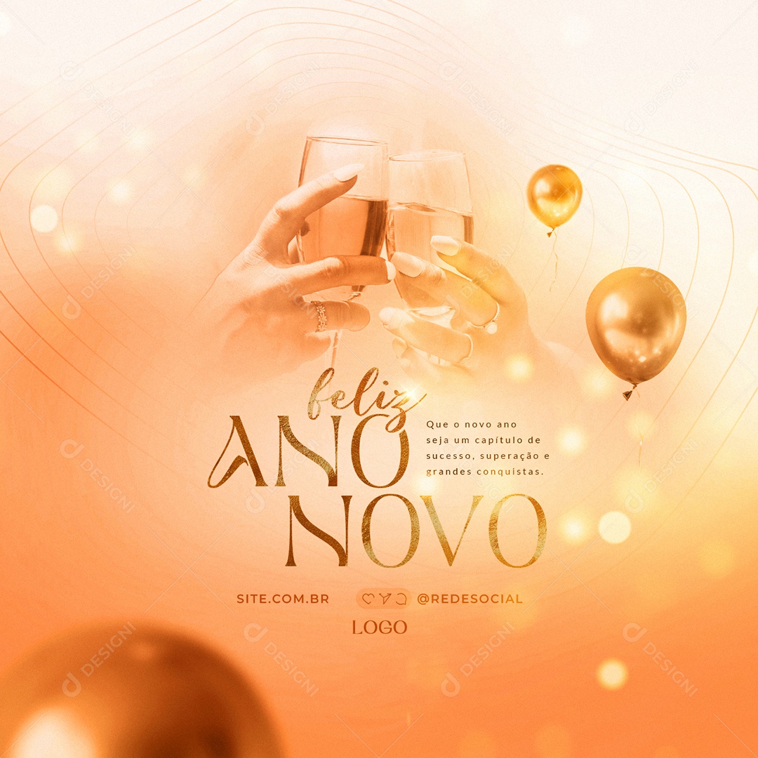 Feliz Ano Novo Que o Novo Ano Seja um Capítulo de Sucesso Social Media PSD Editável