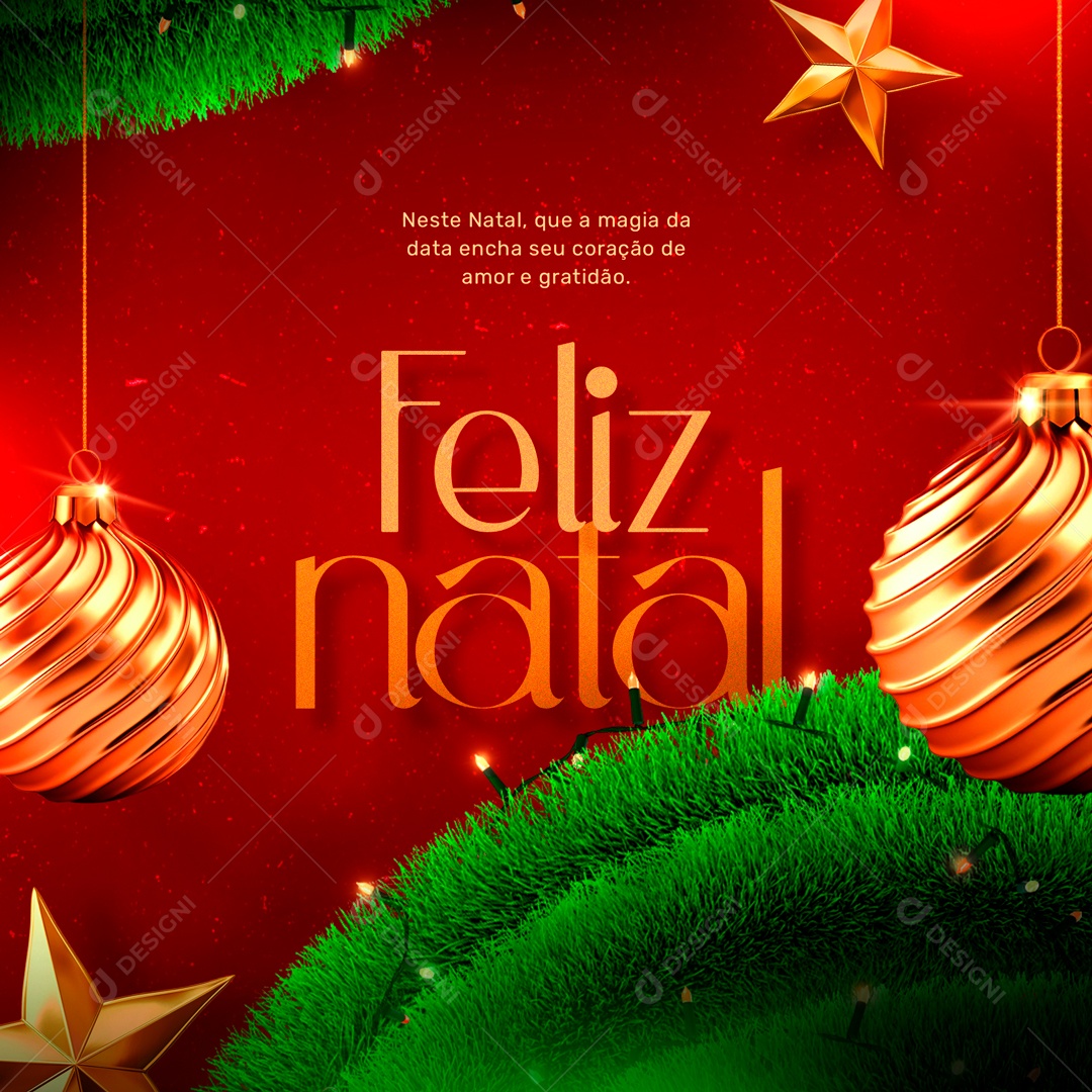 Social Media Feliz Natal Coração De Amor e Gratidão PSD Editável