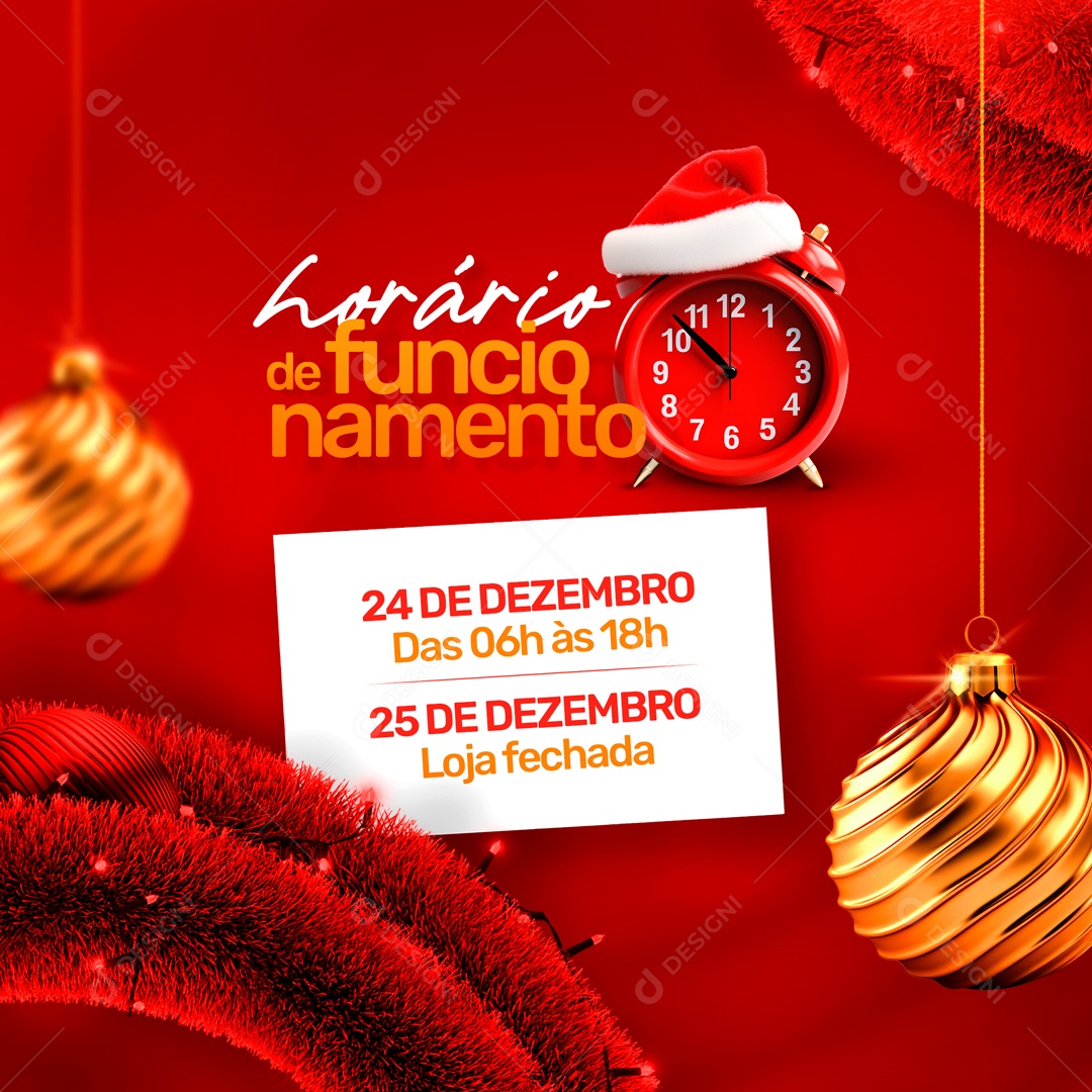 Social Media Feed Horário De Funcionamento Natal PSD Editável