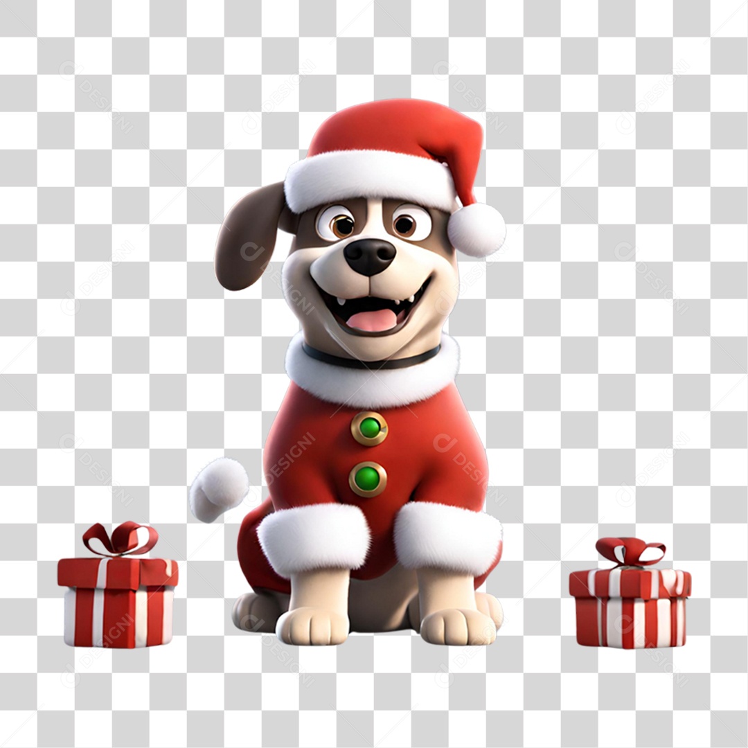 Pet Cachorro com Roupa de Natal PNG Transparente