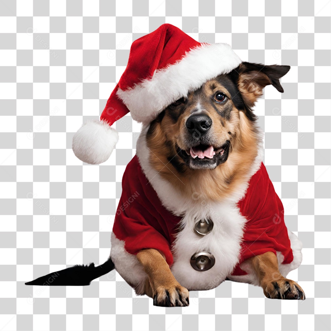 Pet Cachorro com Roupa de Natal PNG Transparente