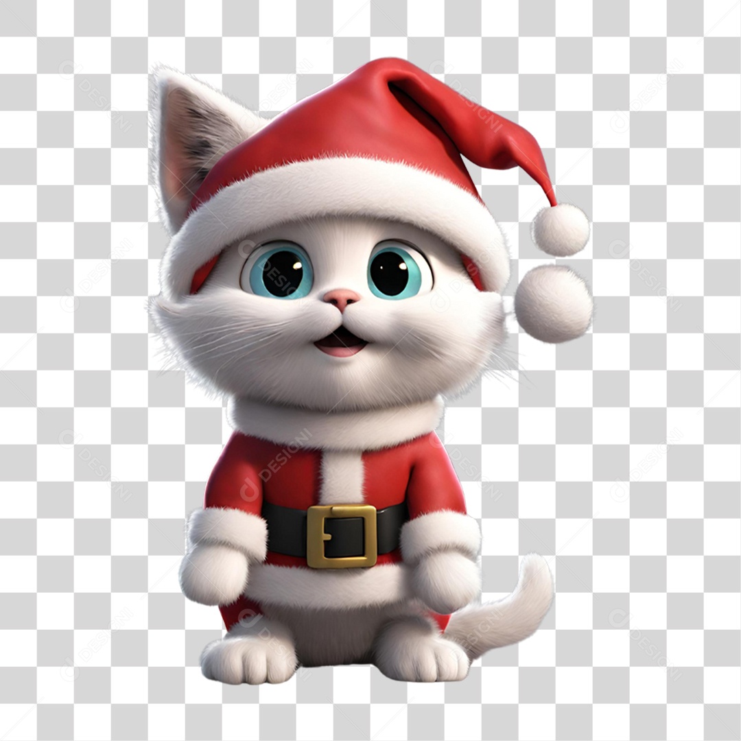 Pet Gato com Roupa de Natal PNG Transparente