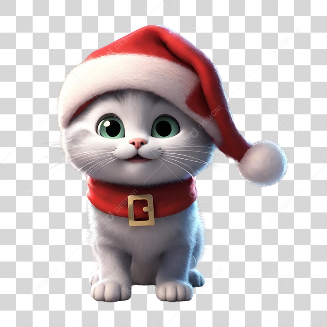 Pet Gato com Roupa de Natal PNG Transparente