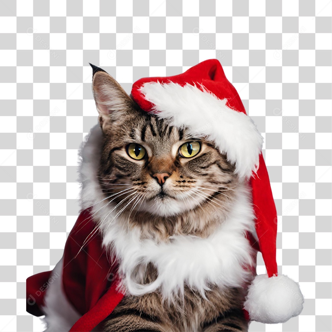 Pet Gato com Roupa de Natal PNG Transparente