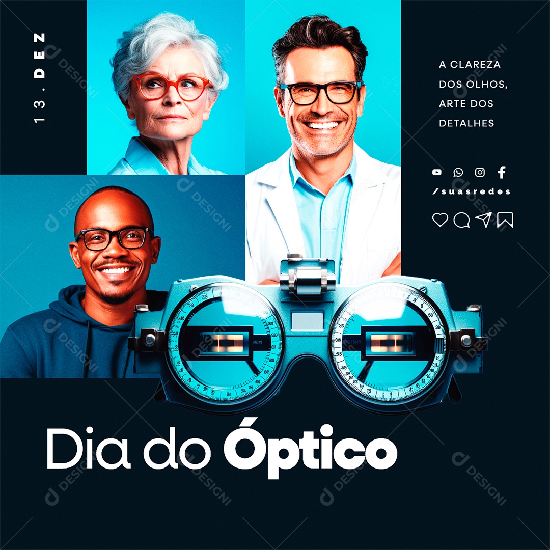 Dia do Óptico 13 de Dezembro Social Media PSD Editável