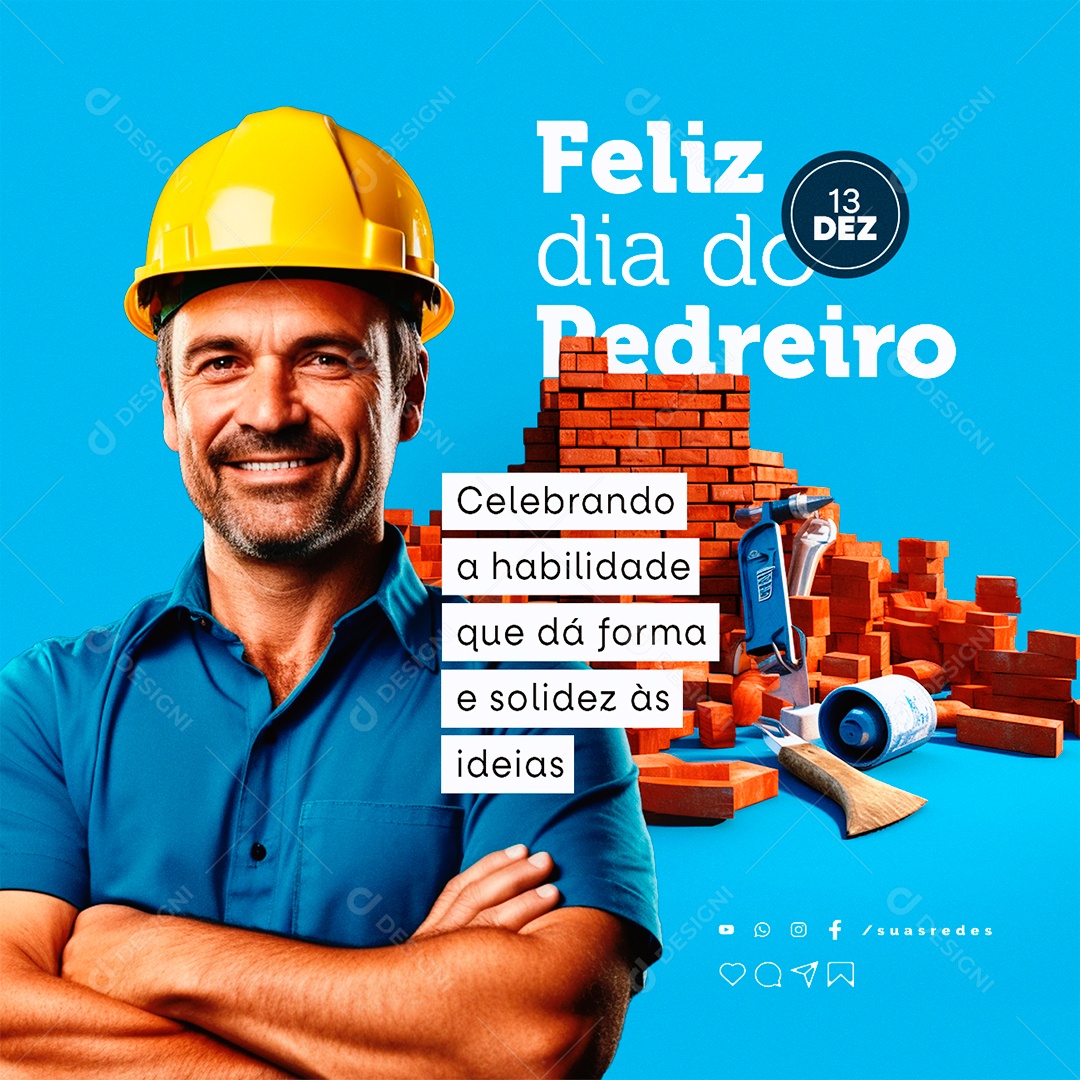 Feliz Dia do Pedreiro Celebrando a Habilidade que Dá Forma e Solidez Social Media PSD Editável