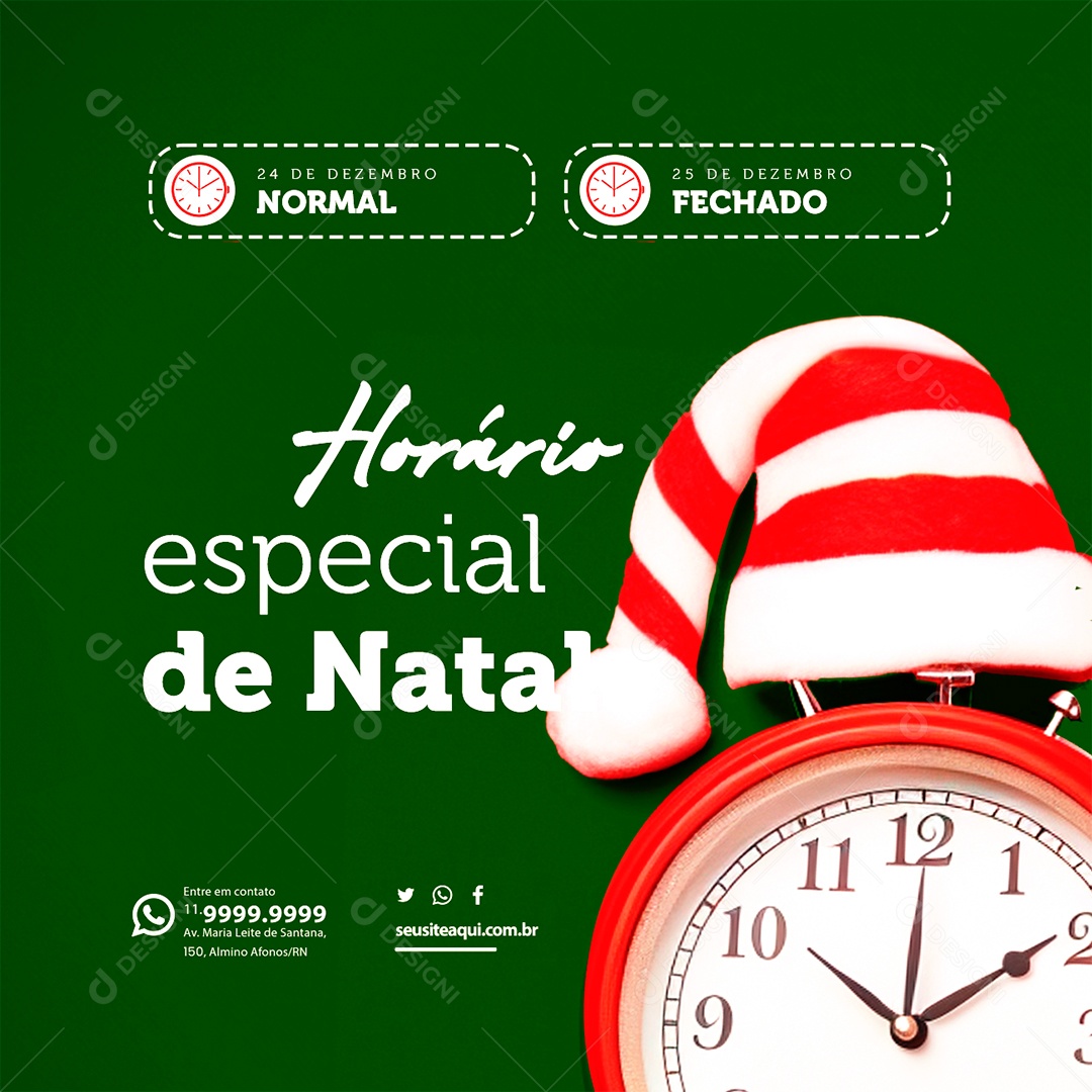 Horário Especial de Natal 24 de Dezembro Normal 25 de Dezembro Fechado Lojas Social Media PSD Editável