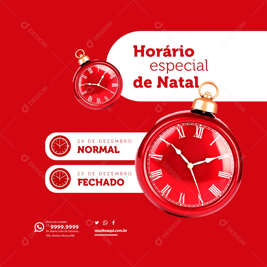 Social Media Horário Especial de Natal 24 de Dezembro Normal 25 de Dezembro Fechado PSD Editável