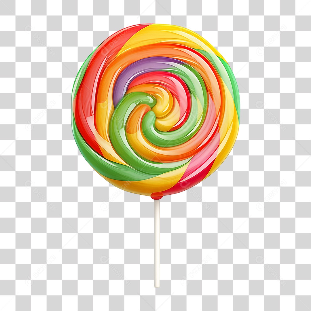 Pirulito Colorido Doce PNG Transparente
