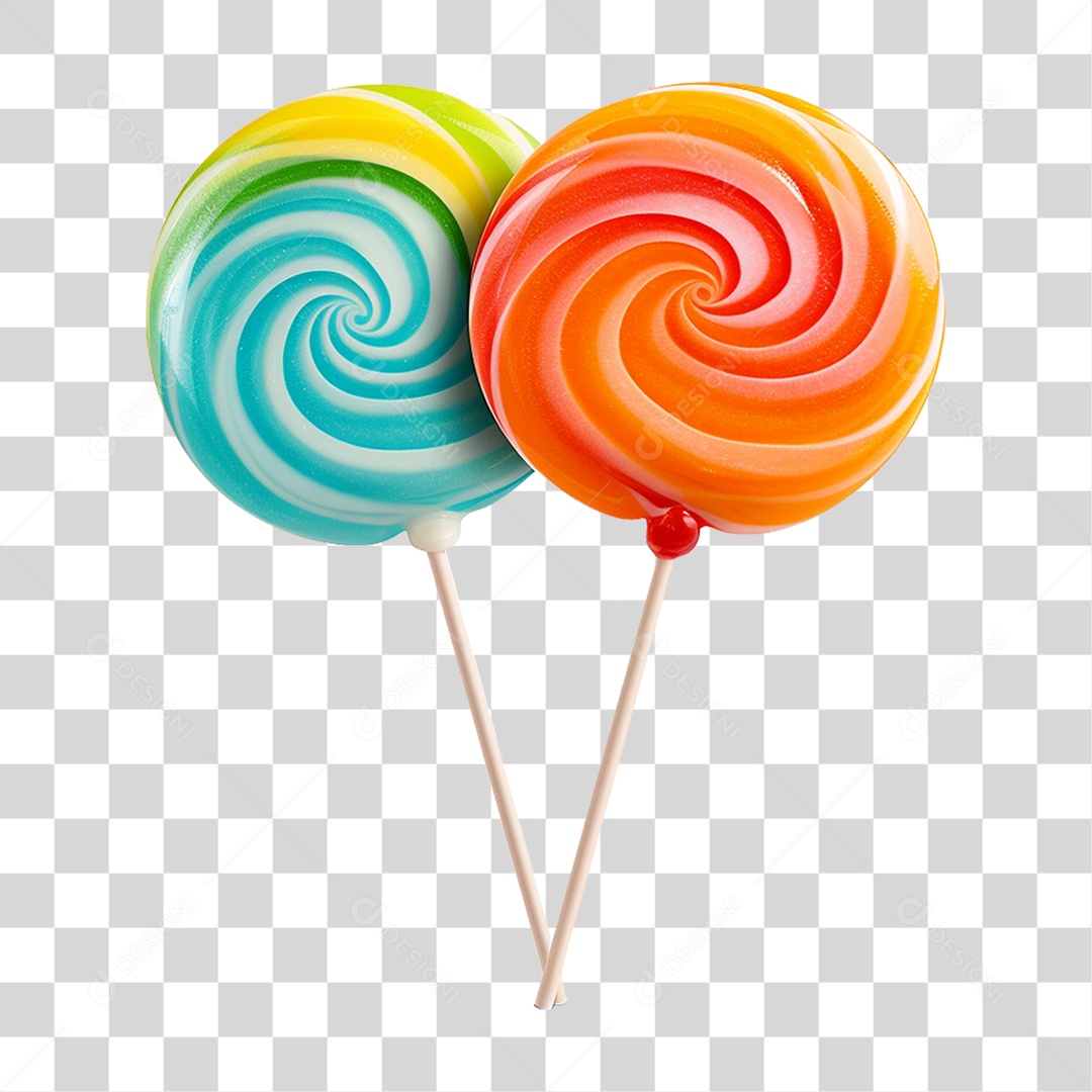 Pirulito Colorido Doce PNG Transparente