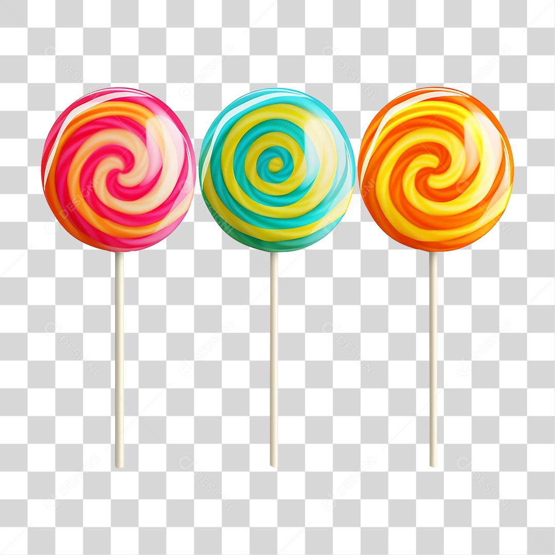 Pirulito Colorido Doce PNG Transparente