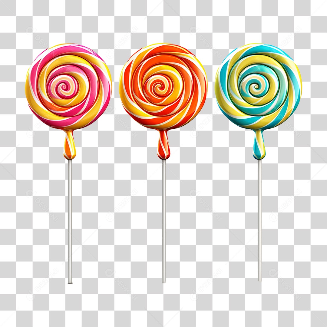 Pirulito Colorido Doce PNG Transparente