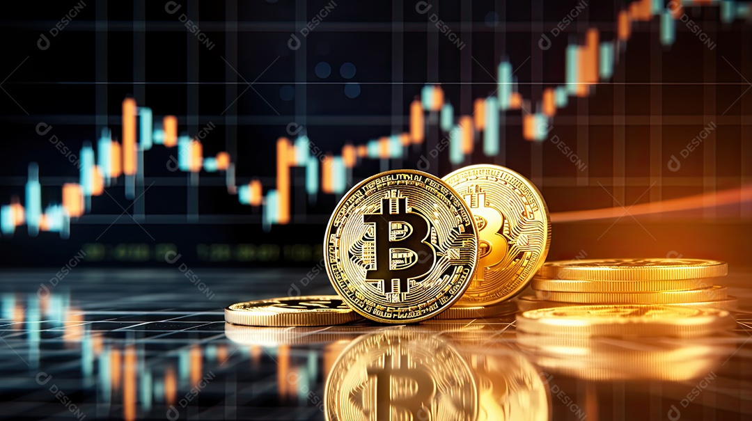 Moeda de ouro criptomoeda Bitcoin