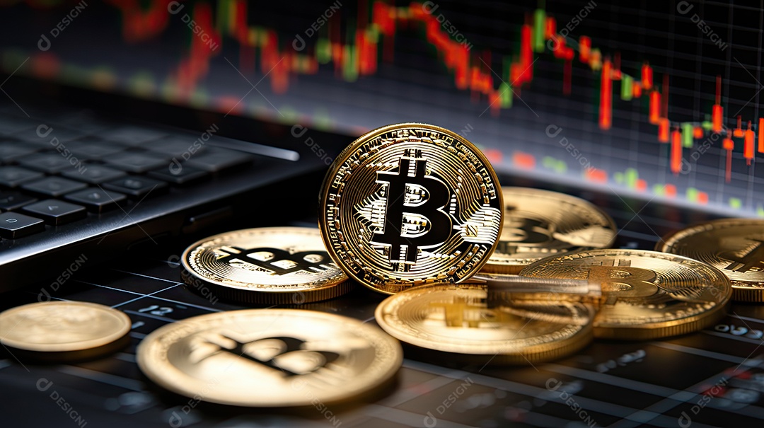 Moeda de ouro criptomoeda Bitcoin