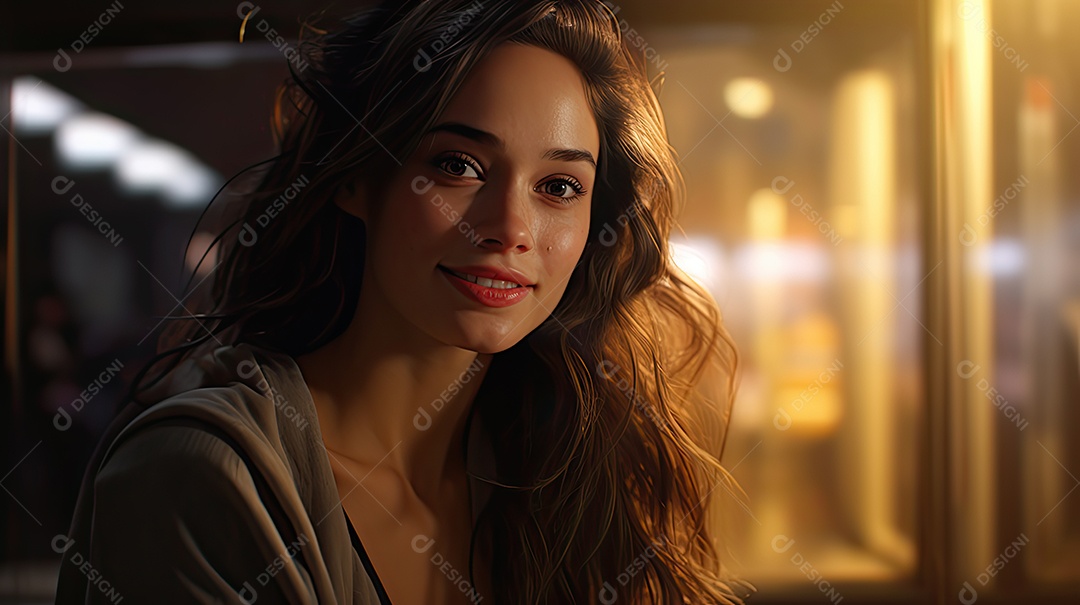 Uma jovem bonita sorridente