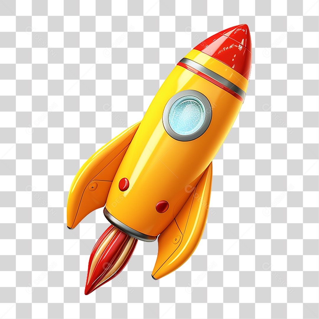 Elemento 3D Foguete PNG Transparente