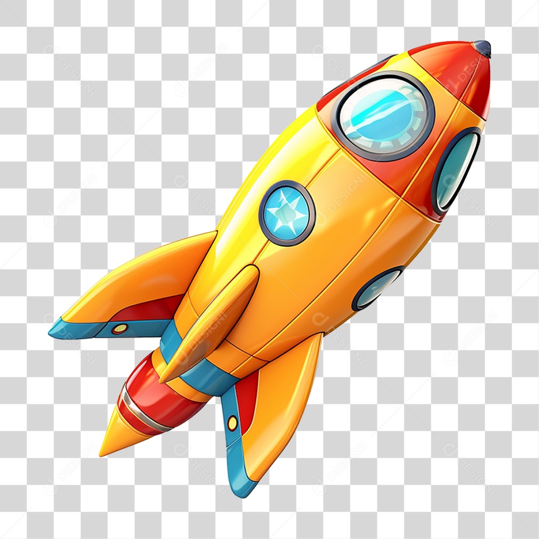 Elemento 3D Foguete PNG Transparente