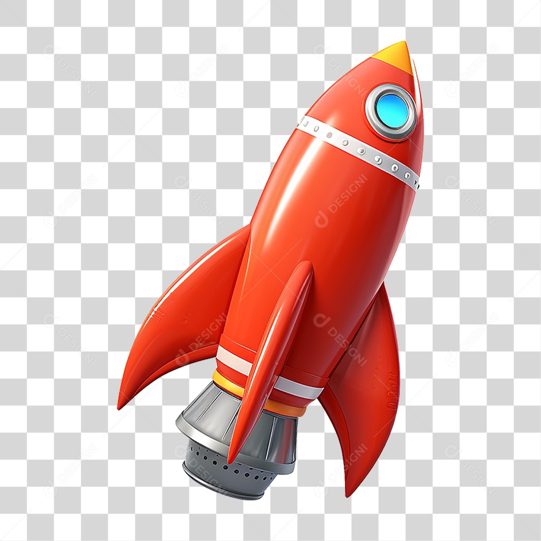 Elemento 3D Foguete PNG Transparente