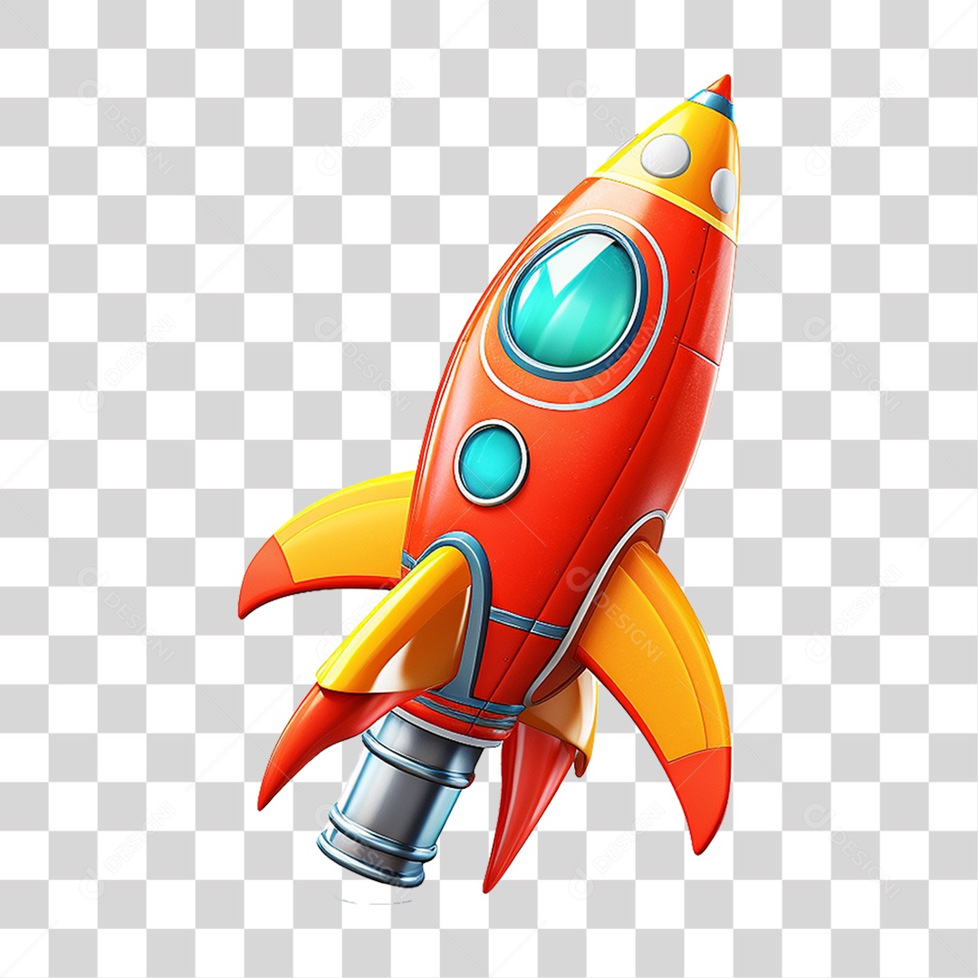 Elemento 3D Foguete PNG Transparente