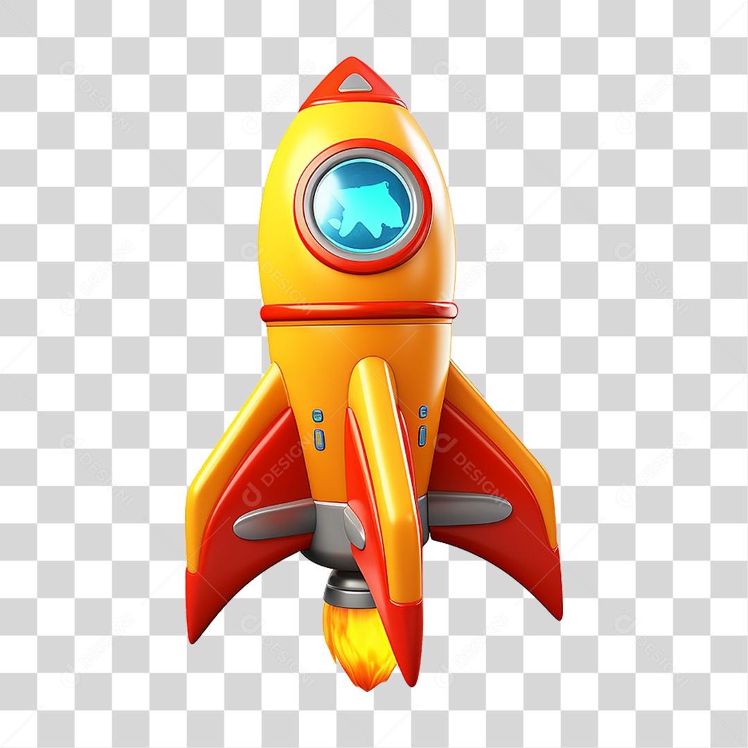 Elemento 3D Foguete PNG Transparente