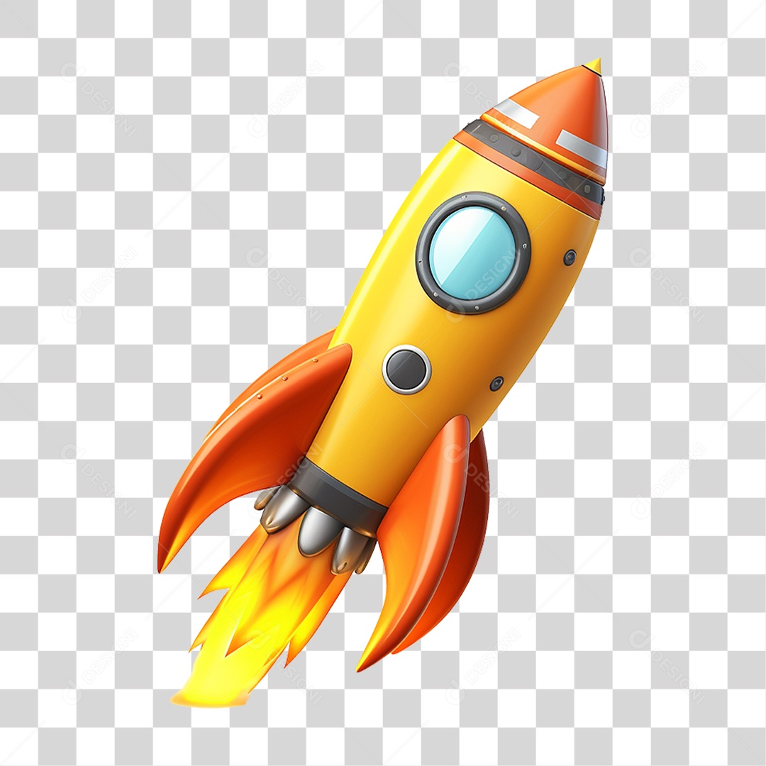 Elemento 3D Foguete PNG Transparente