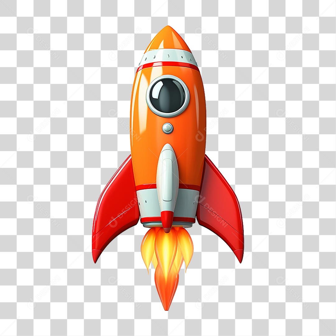 Elemento 3D Foguete PNG Transparente