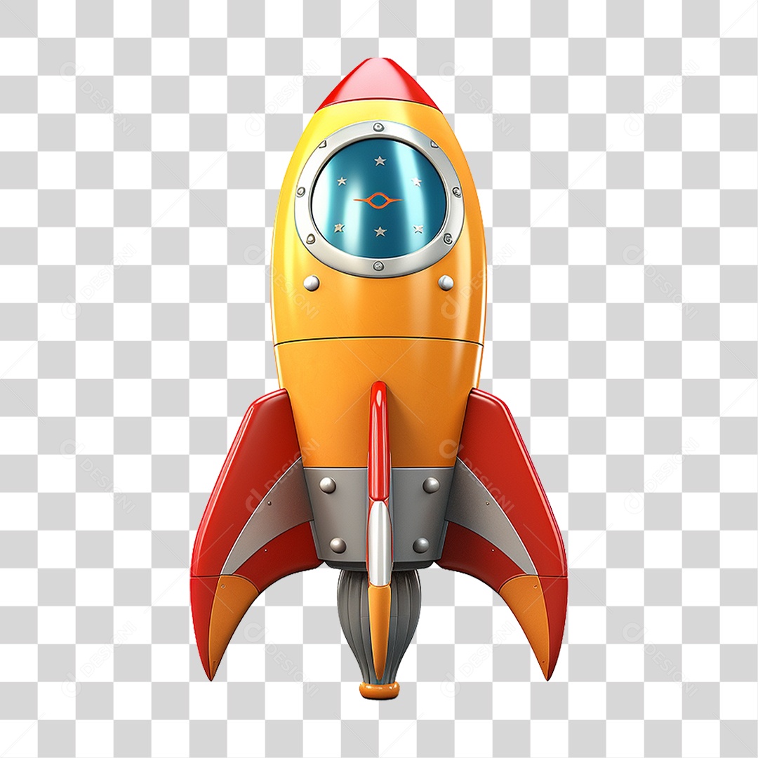 Elemento 3D Foguete PNG Transparente